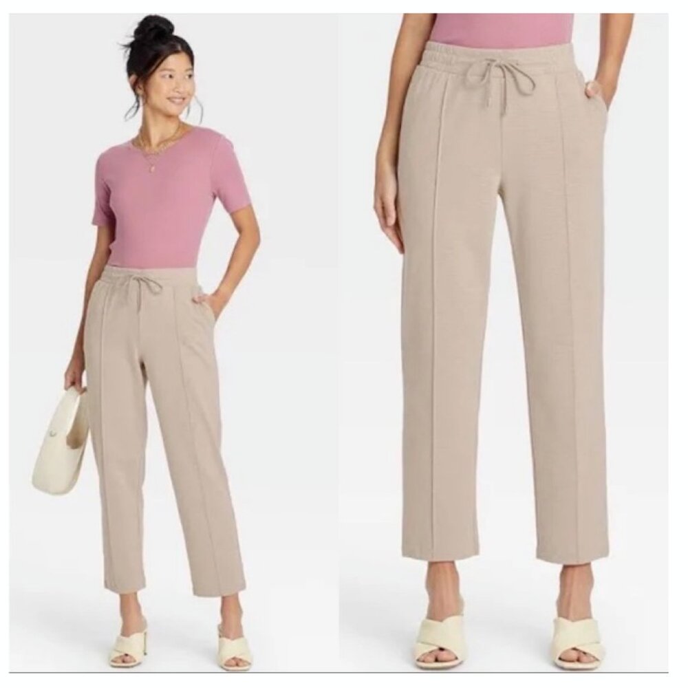 A New Day High-Rise Knit Drawstring Ankle Pull-on Pants plaid